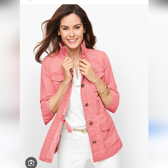Talbots Jackets & Blazers - TALBOTS Linen Blend Utility Jacket in Washed Salmon Size Medium Womens Full Zip
